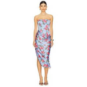 Katie May Toto Gown in Perirose Small New Womens Floral Satin Midi Dress